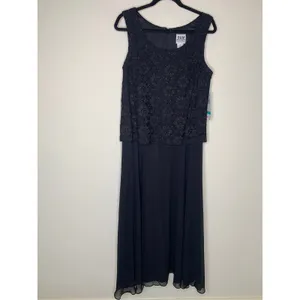 NWT R&M Richards Black Formal Dress Lace Chiffon Sz 18 thumbnail 5