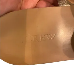 J.Crew Scalloped gold Metallic orange Leather Sandals slides Resortwear Vacation thumbnail 8