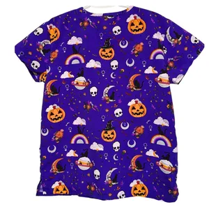 Serene Uniforms Purple Halloween Scrubs/Nursing Shirt Front Pockets Size M thumbnail 2