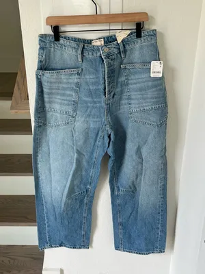 Free People We The Free Minimalist Moxie Barrel Jeans in County Fair Blue NWT thumbnail 3
