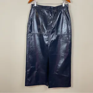 Pistola‎ Alice Utility Midi Skirt in Navy Vinyl Size 29 thumbnail 4