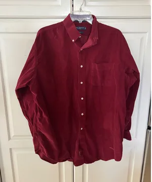 Daniel Cremieux Classics Burgundy Corduroy Button Down Shirt L Classic Fit Red thumbnail 1