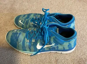 Nike Teal & Blue Knit Running Sneakers with White Swoosh thumbnail 2