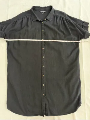 Well Worn Black Linen Blend Oversized Shirt Dress Pockets XXL thumbnail 6