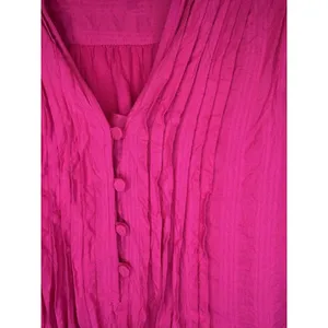 Loft Women’s Pink Y2K Pintucked Button Split Neck shell Large Blouse Sleeveless thumbnail 4