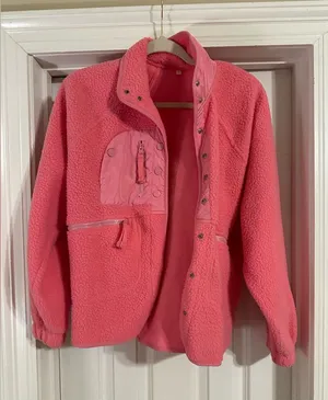 Women's Coral Pink Fleece Jacket thumbnail 1