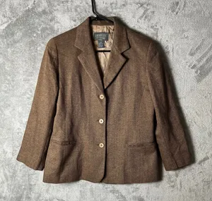 Lafayette 148 Academia Brown Herringbone Blazer Size 10 Office‎ Career Wool Silk thumbnail 1