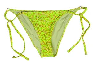 Aerie String Cheeky Swim Bottoms Neon Floral Print Tie Side‎ Bikini Size L thumbnail 1