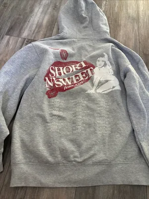 Sabrina Carpenter Short N Sweet Tour 2024 Hoodie Sweatshirt Grey Small thumbnail 3
