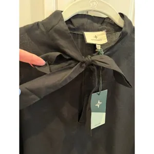 Tuckernuck NWT Black Marseille Caftan Dress XS Tie Neck Beach Cover-Up thumbnail 4