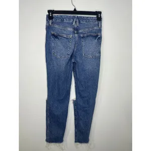 Good American Raw Hem Distressed Jeans Medium Wash Size 6 26 Straight Leg thumbnail 2