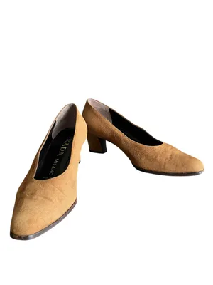 Prada Women’s Vintage Y2K Brown Suede Block Closed Toe Heels Size 37 1/2 thumbnail 11