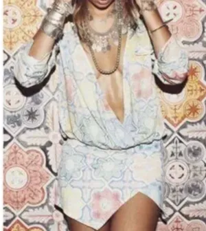 For Love And Lemons ole pastel print mosaic top and skirt set thumbnail 1