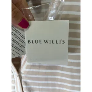 Blue Willi's Striped Cardigan Sweater Beige White Button Front Women's Large New thumbnail 7