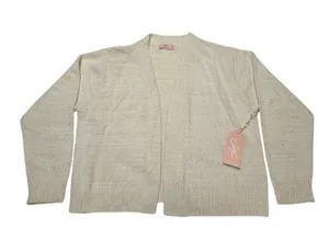 Sweet Kizz 3X Cream Open Front Cardigan Sweater Shimmer Knit Plus Size Cozy Soft thumbnail 1