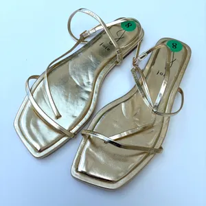 Joie Metallic Gold Square Toe Strappy Sandals Womens 8 thumbnail 1