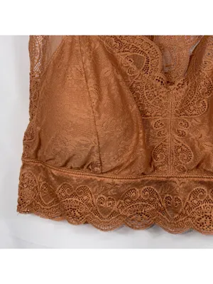 Zenana Outfitters Racey Lace Bralette 2X Brown NWT thumbnail 3