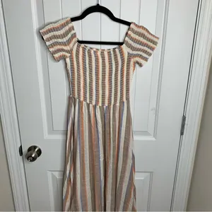 Show me your Mumu striped off shoulder willa smocked maxi dress‎ size medium thumbnail 8