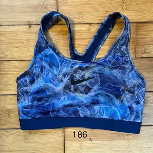 Nike Women’s Dri-Fit Blue Swirl Patterned Sports Bra Size Medium EUC thumbnail 1