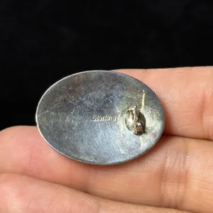 Vintage Southwestern Sterling Silver Lapis Inlay Oval Stud Earrings Boho Blue thumbnail 4