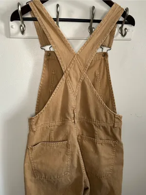 Free People We The Free Ziggy Cotton Denim Overalls - Tan / Camel Brown thumbnail 6