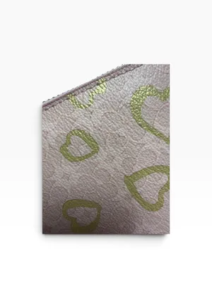 Coach Blush Pink Gold Heart Print Zip Around Continental Wallet thumbnail 10