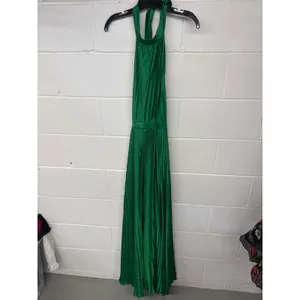 L’IDEE Sz10 Emerald Green Pleated Satin Halter Renaissance Cocktail Evening Gown thumbnail 3