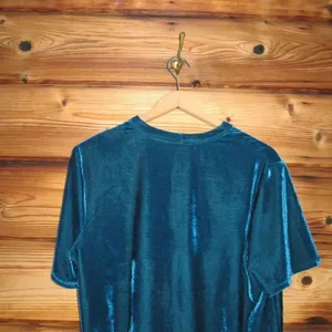 Anthro Teal Velvet Velour Top thumbnail 8