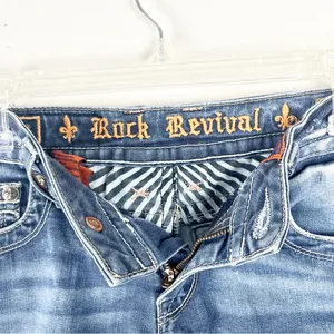 ROCK REVIVAL Alivia Blue Light Distressed Fray Hem Skinny Jeans 2 Boho Festival thumbnail 11