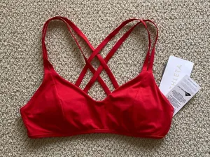 NEW ATHLETA South Swell Bikini Top Size Small Padded Sporty Strappy Red A/C NWT thumbnail 3