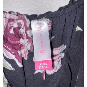 No Boundaries Floral Ruffle Cold Shoulder Jumpsuit XL 15-17 Black Pink Wide Leg thumbnail 6