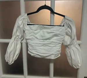 Reformation off the shoulder top in white thumbnail 1