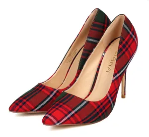 Liliana Heels Red Plaid thumbnail 1