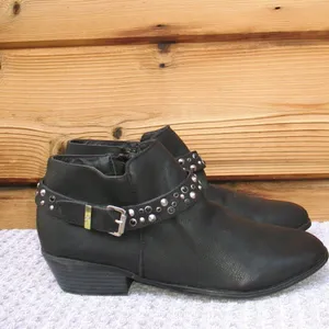 Sam Edelman Black Vegan Leather Studded Boots thumbnail 2