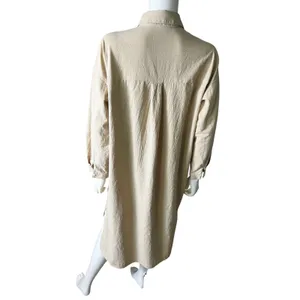 GGUHHU Womens Small Beige Shirt Dress Oversized Button Front Midi Tunic thumbnail 4