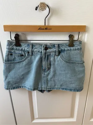 Edikted Chiara Denim Micro Skirt in Light Blue thumbnail 2