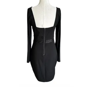 Windsor Large Black Long Sleeve Bodycon Mini Party Dress Mesh Accent | 16-28 thumbnail 3