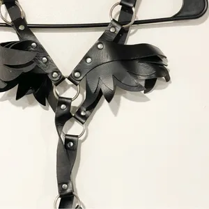 Women’s Goth Punk Rave Faux Leather One‎ Piece Silver Hardware Dominatrix thumbnail 2