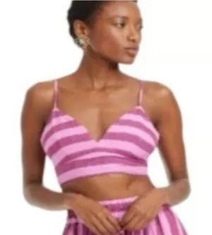 A New Day Womens Pink Purple Striped Bralette Crop Top Size‎ M Adjustable Straps thumbnail 1
