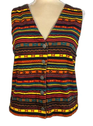 Vintage 90s Westbound Women’s S Southwestern Button Vest 100% Cotton Western thumbnail 1