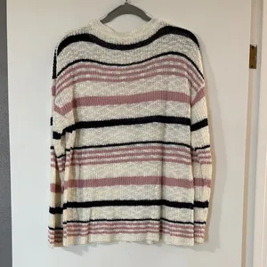 eesome Cream, Pink & Black Striped Scoopneck Sweater thumbnail 4
