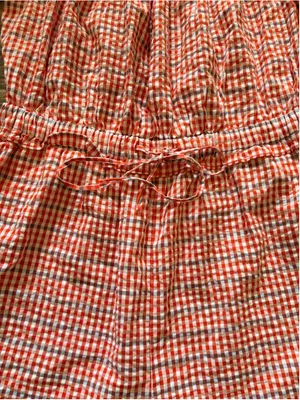 Anthropologie Red Gingham Off-the-Shoulder Romper Smocking Resort Beach Size L thumbnail 4