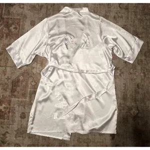 BRIDE Satin Kimono Robe With Rhinestone Lettering S/M Girl Extraordinaire White thumbnail 9