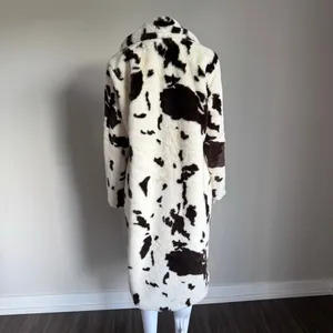 Stoosh Cow Print Faux Fur Coat Dark Brown Crème NWOT thumbnail 5