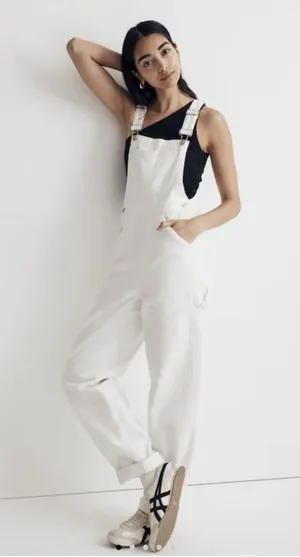 MADEWELL Straight Leg Denim Jeans Overalls Women Size SMALL White thumbnail 1