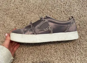 Purple Satin Slip On Sneakers thumbnail 1