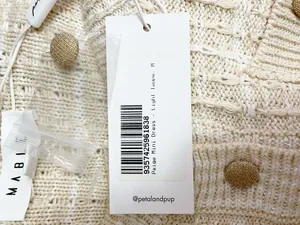 Mable x Petal + Pup Paige Mini Dress M Light Taupe Textured Knit Puff Sleeve thumbnail 10