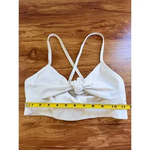 Alala Tie Front Sports Bra‎ Cream Off White Criss Cross Back Small thumbnail 7