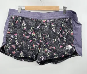 The North Face Shorts Women‎ XL NWT Black Purple IWD Print Hydrenaline 2.75" thumbnail 1