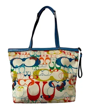 COACH Optic Signature Butterfly F17422 Zip Top Tote thumbnail 1